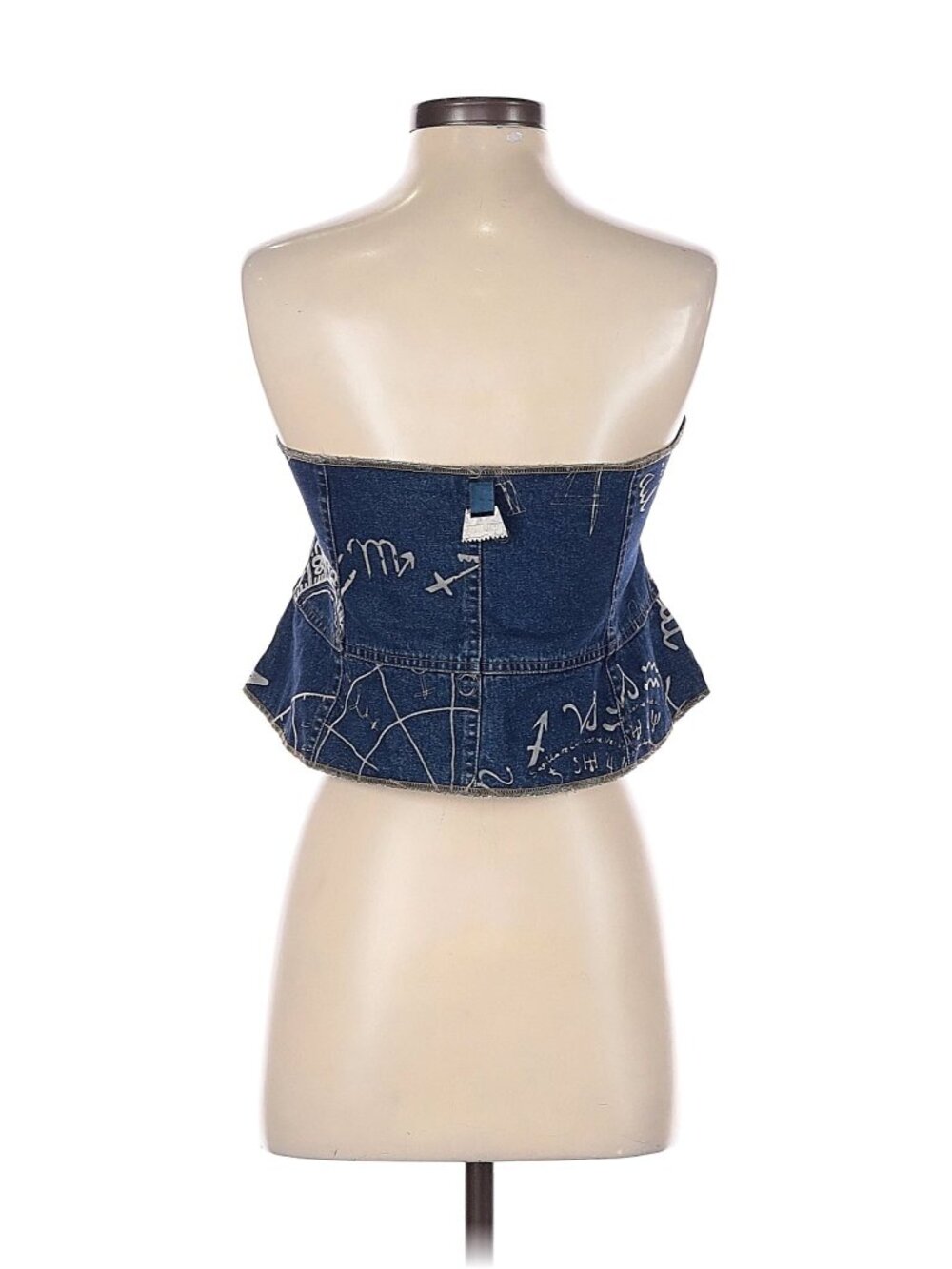 VTG BICHE de BERE Denim Jean Strapless Crop Top Micro Mini Skirt Zodiac y2k - Picture 2 of 2